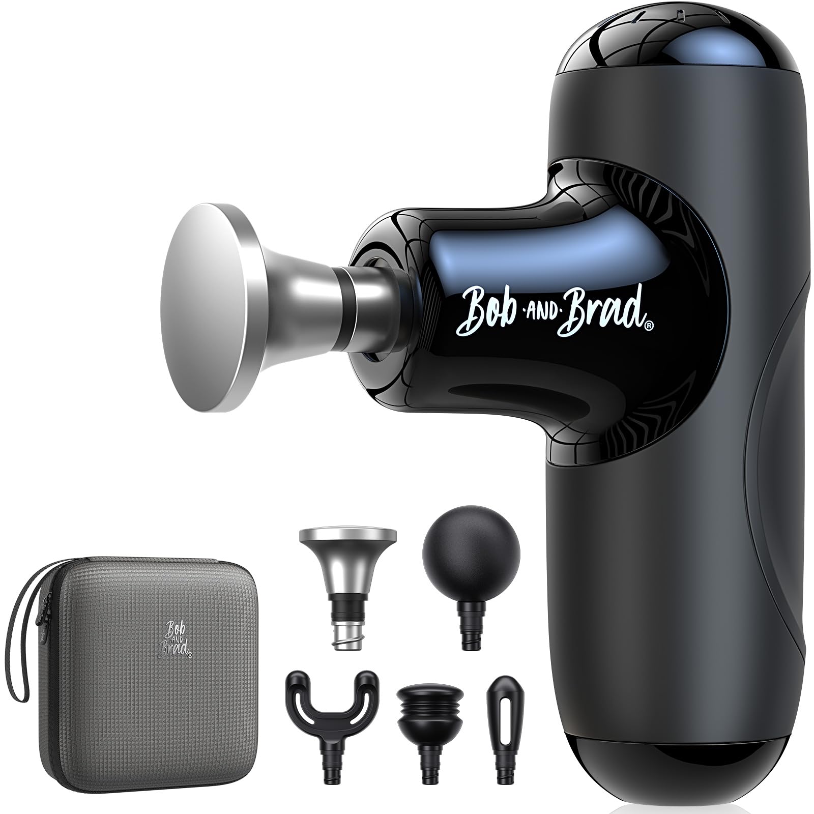 BOB AND BRAD Q2 Mini Massage Gun, Pocket-Sized Deep Tissue Massager Gun, Portable Percussion Muscle Massager Gun, Ultra Small & Quiet Muscle Massage Gun with Carry Case, Home Gym Travel, Black
