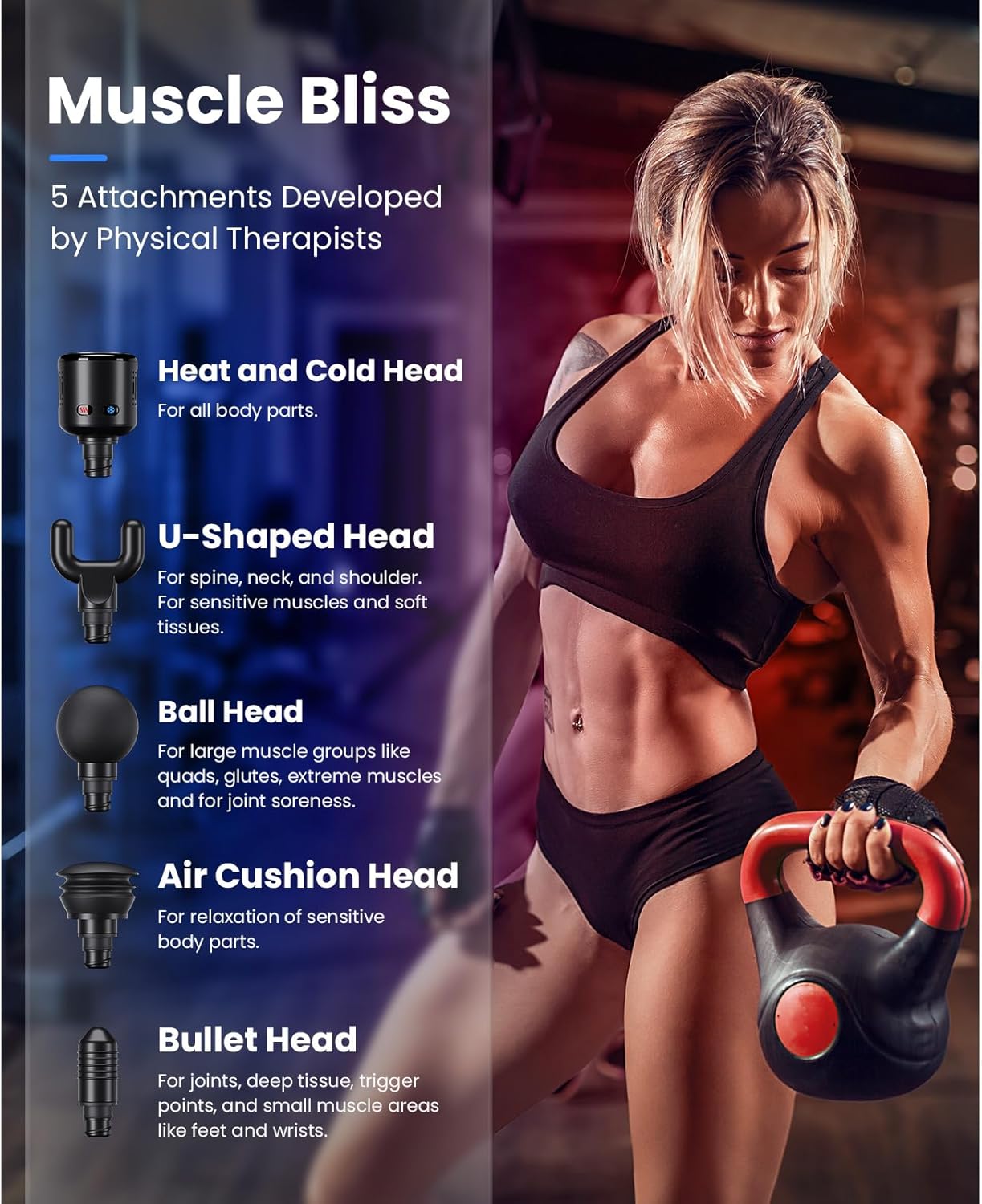 BOB AND BRAD T2 Pro Massage Gun with Heat and Cold, Deep Tissue Percussion Massager Gun for Pain Relief, Muscle Massager, Electric Back Massagers for Professional Athletes Home Gym Travel