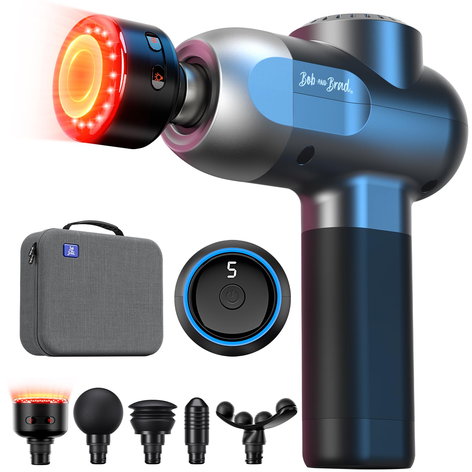 BOB AND BRAD C2 Massage Gun, Deep Tissue Percussion Massager Gun, Muscle Massager with 5 Speeds and 5 Heads, Electric Back Massagers for Professional Athletes Home Gym