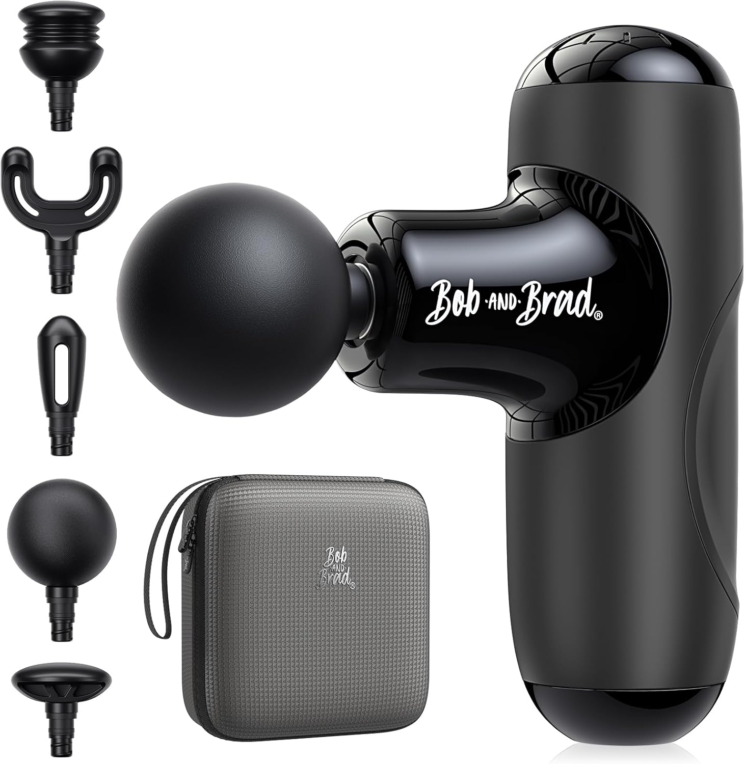 BOB AND BRAD Q2 Mini Massage Gun, Pocket-Sized Deep Tissue Massager Gun, Portable Percussion Muscle Massager Gun, Ultra Small & Quiet Muscle Massage Gun with Carry Case, Home Gym Travel, Black