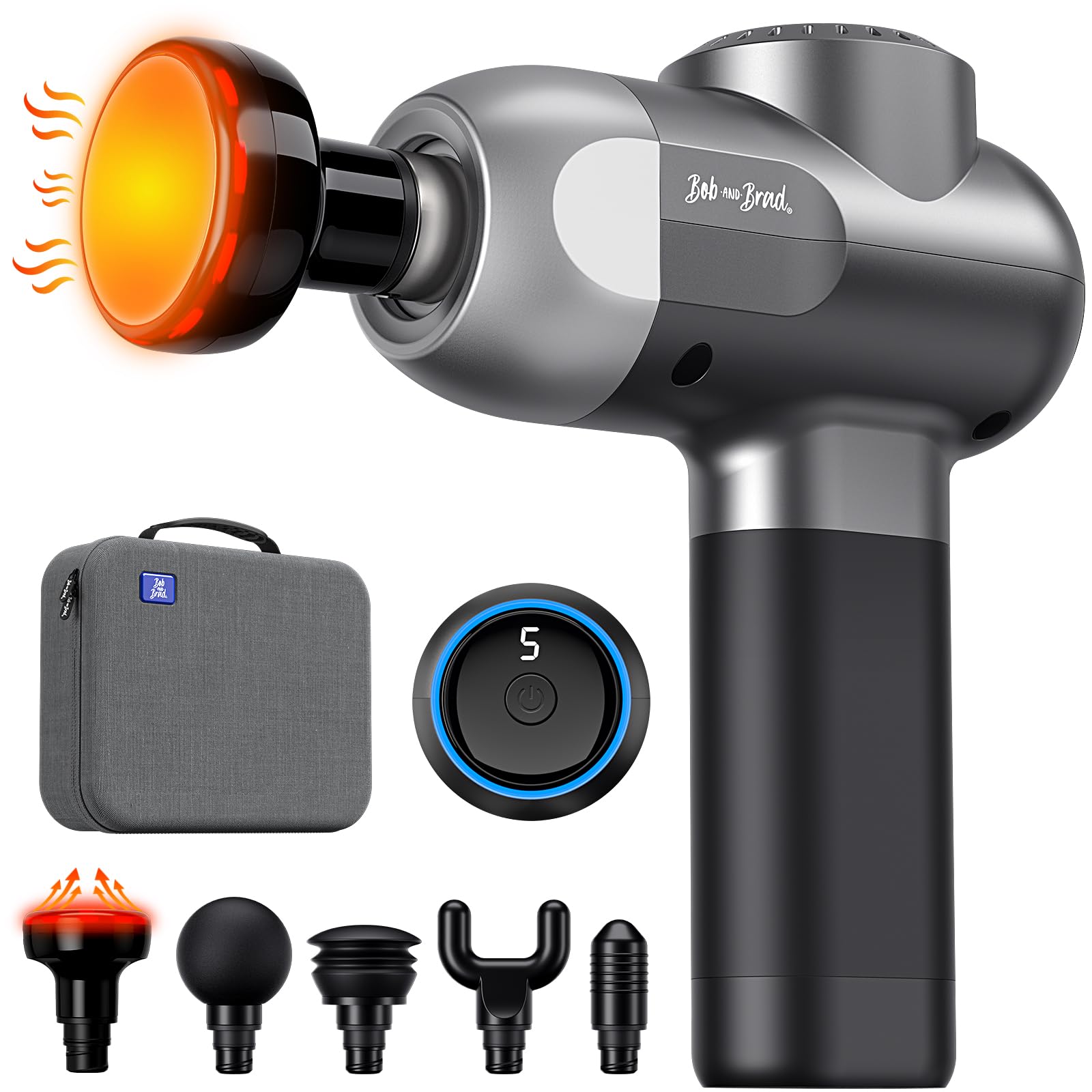 BOB AND BRAD C2 Massage Gun, Deep Tissue Percussion Massager Gun, Muscle Massager with 5 Speeds and 5 Heads, Electric Back Massagers for Professional Athletes Home Gym