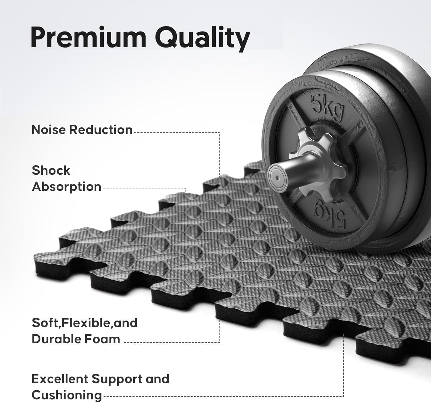 Home Gym Mat, Puzzle Exercise Mat, EVA Interlocking Foam Floor Tiles for Home Workout Equipment and Kids' Play Areas - Black, 24 in x 24 in x ½ in - 12 Tiles (Black, 12 Pack, 48 SQ FT)