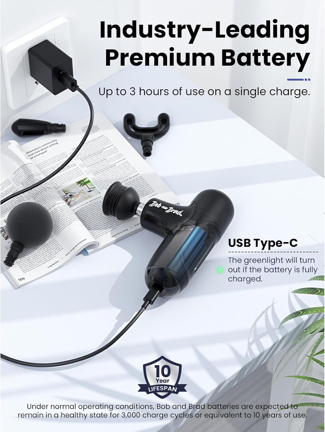 BOB AND BRAD Q2 Mini Massage Gun, Pocket-Sized Deep Tissue Massager Gun, Portable Percussion Muscle Massager Gun, Ultra Small & Quiet Muscle Massage Gun with Carry Case, Home Gym Travel, Black