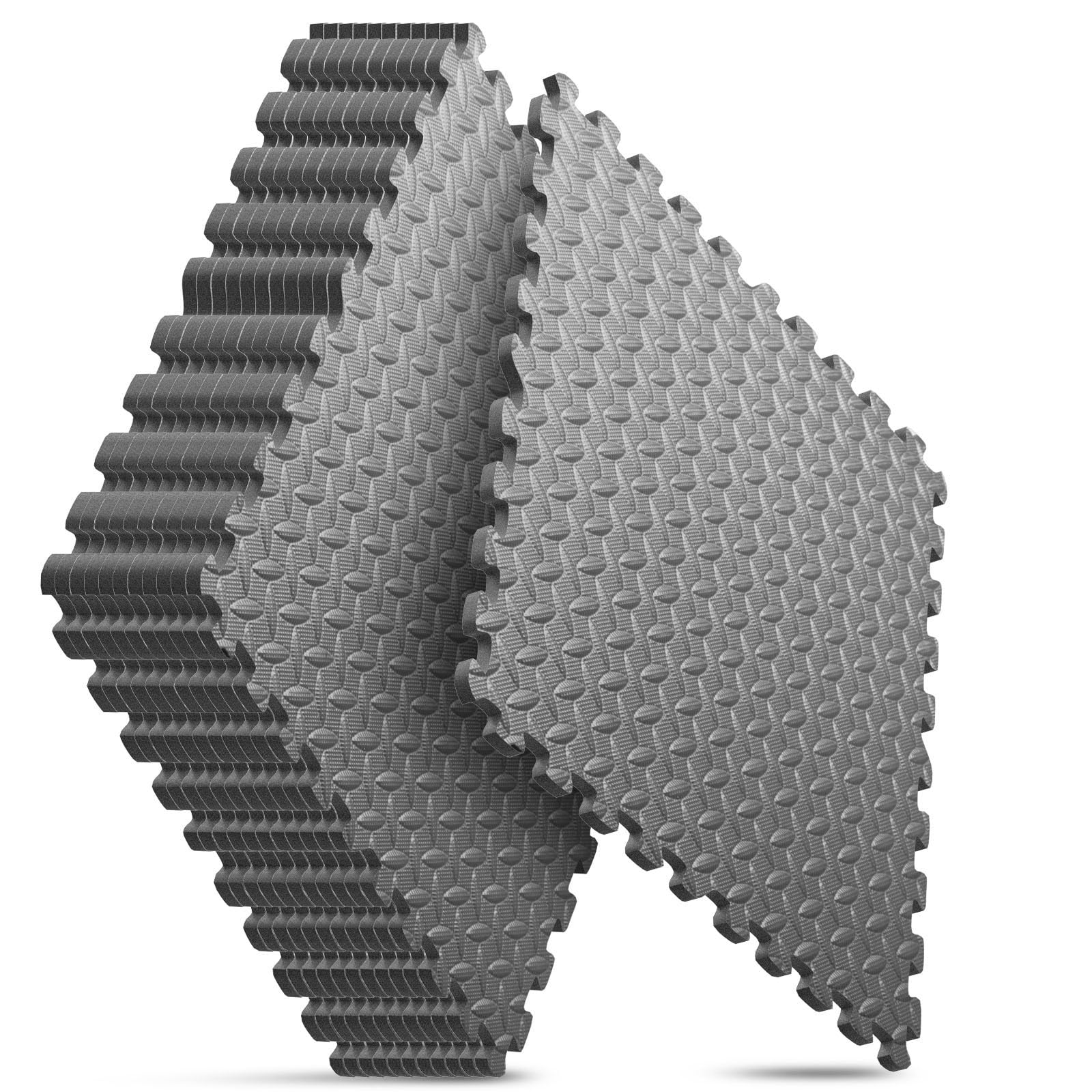 Home Gym Mat, Puzzle Exercise Mat, EVA Interlocking Foam Floor Tiles for Home Workout Equipment and Kids' Play Areas - Black, 24 in x 24 in x ½ in - 12 Tiles (Black, 12 Pack, 48 SQ FT)