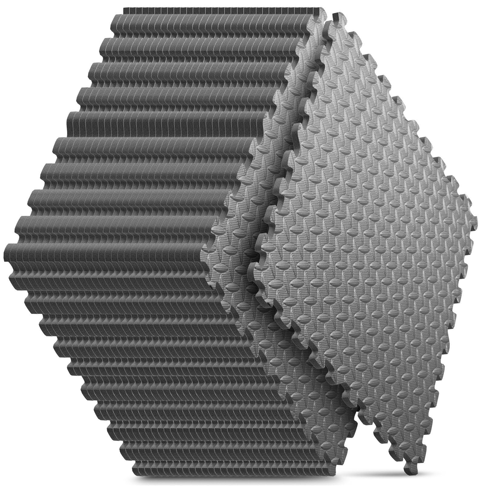 Home Gym Mat, Puzzle Exercise Mat, EVA Interlocking Foam Floor Tiles for Home Workout Equipment and Kids' Play Areas - Black, 24 in x 24 in x ½ in - 12 Tiles (Black, 12 Pack, 48 SQ FT)