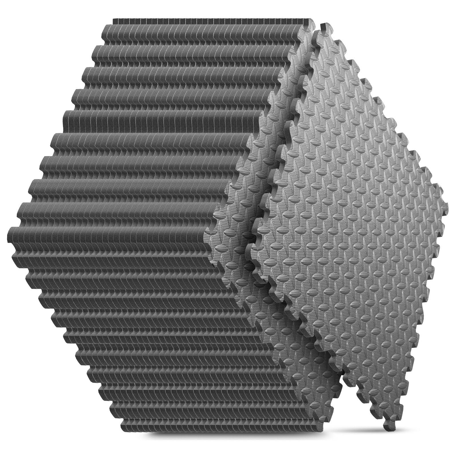 Home Gym Mat, Puzzle Exercise Mat, EVA Interlocking Foam Floor Tiles for Home Workout Equipment and Kids' Play Areas - Black, 24 in x 24 in x ½ in - 12 Tiles (Black, 12 Pack, 48 SQ FT)