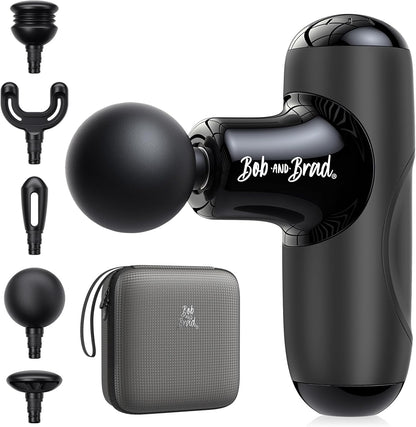 BOB AND BRAD Q2 Mini Massage Gun, Pocket-Sized Deep Tissue Massager Gun, Portable Percussion Muscle Massager Gun, Ultra Small & Quiet Muscle Massage Gun with Carry Case, Home Gym Travel, Black