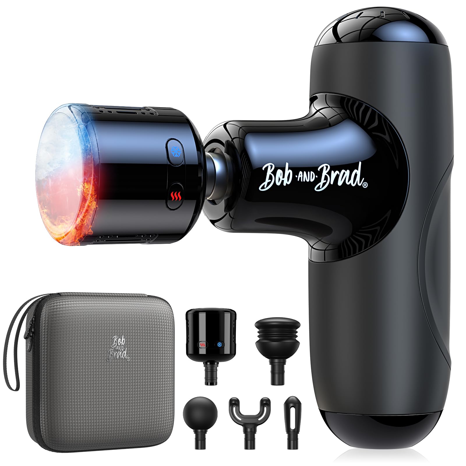 BOB AND BRAD Q2 Mini Massage Gun, Pocket-Sized Deep Tissue Massager Gun, Portable Percussion Muscle Massager Gun, Ultra Small & Quiet Muscle Massage Gun with Carry Case, Home Gym Travel, Black
