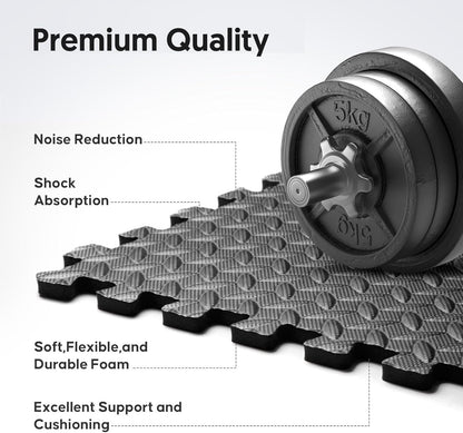 Home Gym Mat, Puzzle Exercise Mat, EVA Interlocking Foam Floor Tiles for Home Workout Equipment and Kids' Play Areas - Black, 24 in x 24 in x ½ in - 12 Tiles (Black, 12 Pack, 48 SQ FT)