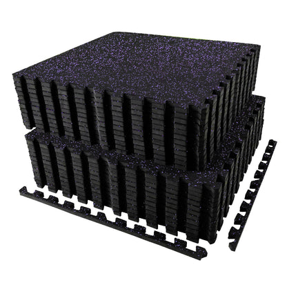 AIRHOP 0.56in Thick 24 Sq Ft Exercise Equipment Mats, 6 Tiles Upgraded Rubber Top with High Density EVA Foam, Large Interlocking Puzzle Gym Flooring for Home Gym, Heavy Weight Workout, 24 x 24in