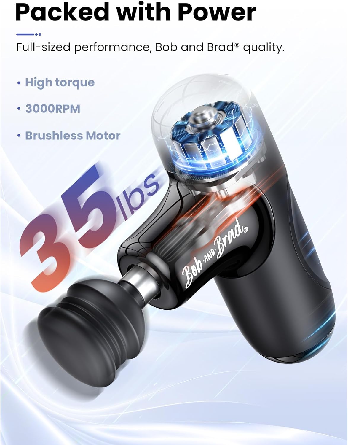 BOB AND BRAD Q2 Mini Massage Gun, Pocket-Sized Deep Tissue Massager Gun, Portable Percussion Muscle Massager Gun, Ultra Small & Quiet Muscle Massage Gun with Carry Case, Home Gym Travel, Black