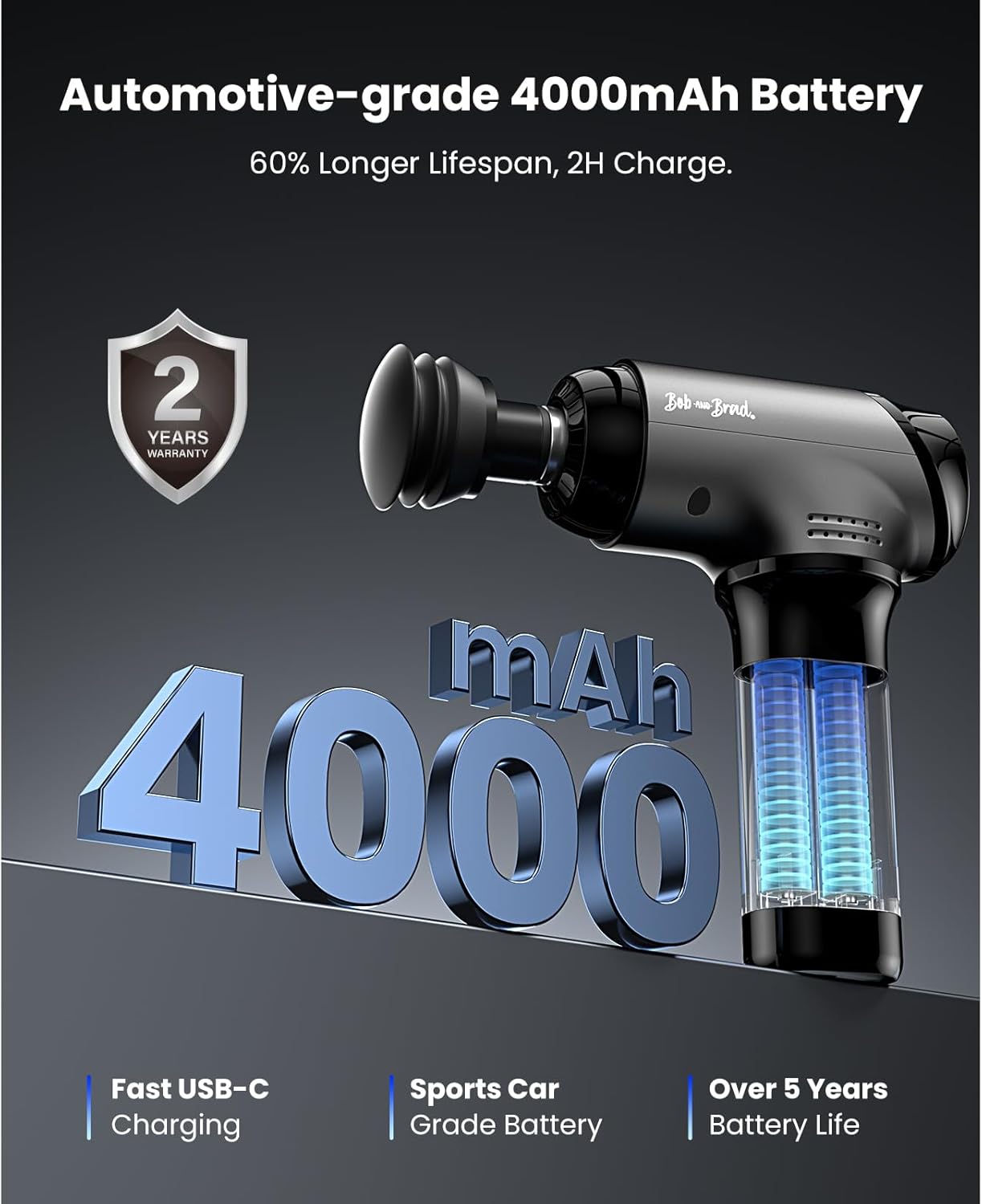 BOB AND BRAD T2 Pro Massage Gun with Heat and Cold, Deep Tissue Percussion Massager Gun for Pain Relief, Muscle Massager, Electric Back Massagers for Professional Athletes Home Gym Travel