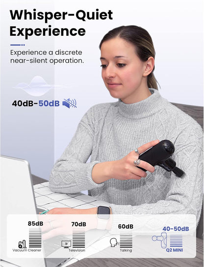 BOB AND BRAD Q2 Mini Massage Gun, Pocket-Sized Deep Tissue Massager Gun, Portable Percussion Muscle Massager Gun, Ultra Small & Quiet Muscle Massage Gun with Carry Case, Home Gym Travel, Black