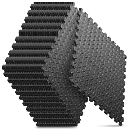 Home Gym Mat, Puzzle Exercise Mat, EVA Interlocking Foam Floor Tiles for Home Workout Equipment and Kids' Play Areas - Black, 24 in x 24 in x ½ in - 12 Tiles (Black, 12 Pack, 48 SQ FT)