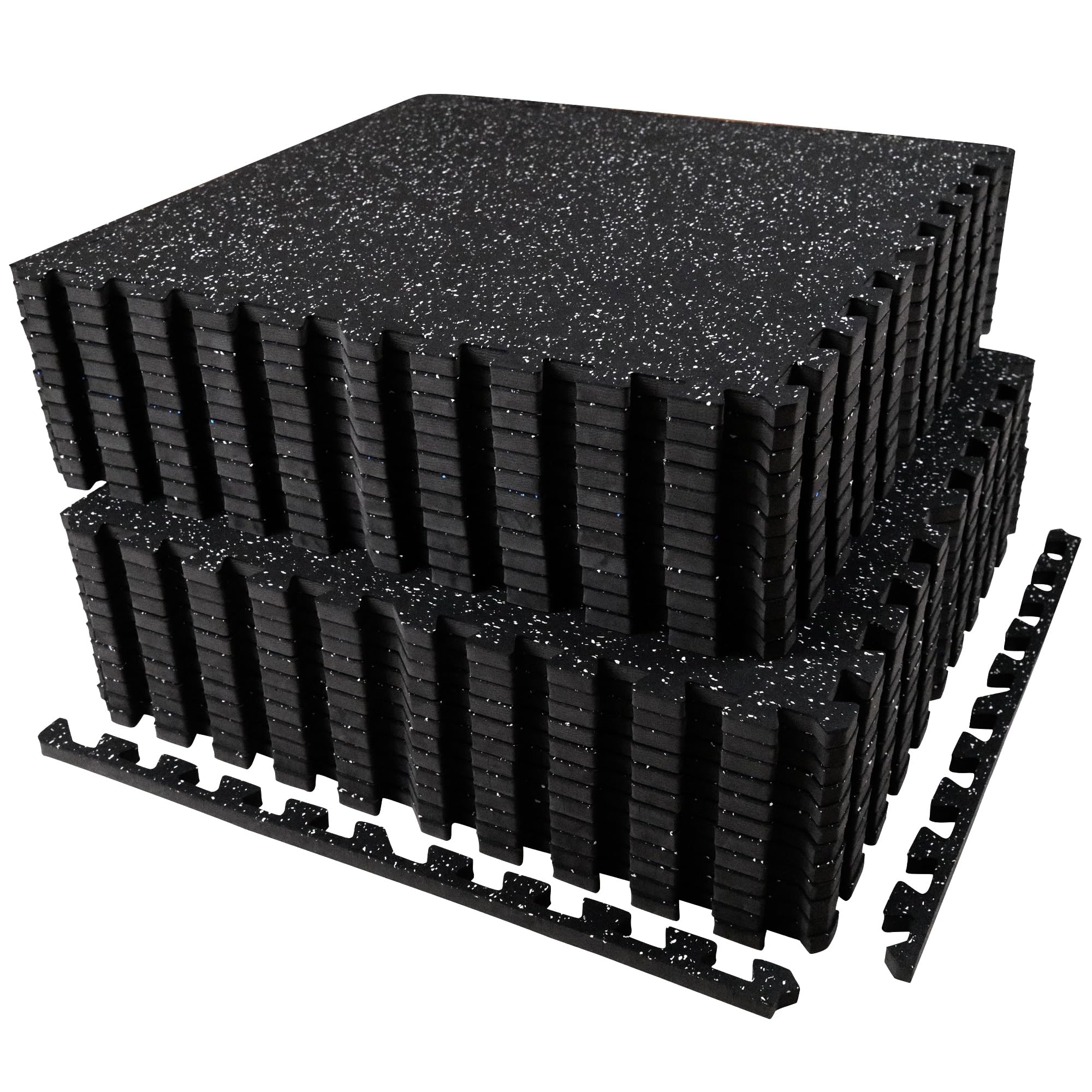 AIRHOP 0.56in Thick 24 Sq Ft Exercise Equipment Mats, 6 Tiles Upgraded Rubber Top with High Density EVA Foam, Large Interlocking Puzzle Gym Flooring for Home Gym, Heavy Weight Workout, 24 x 24in