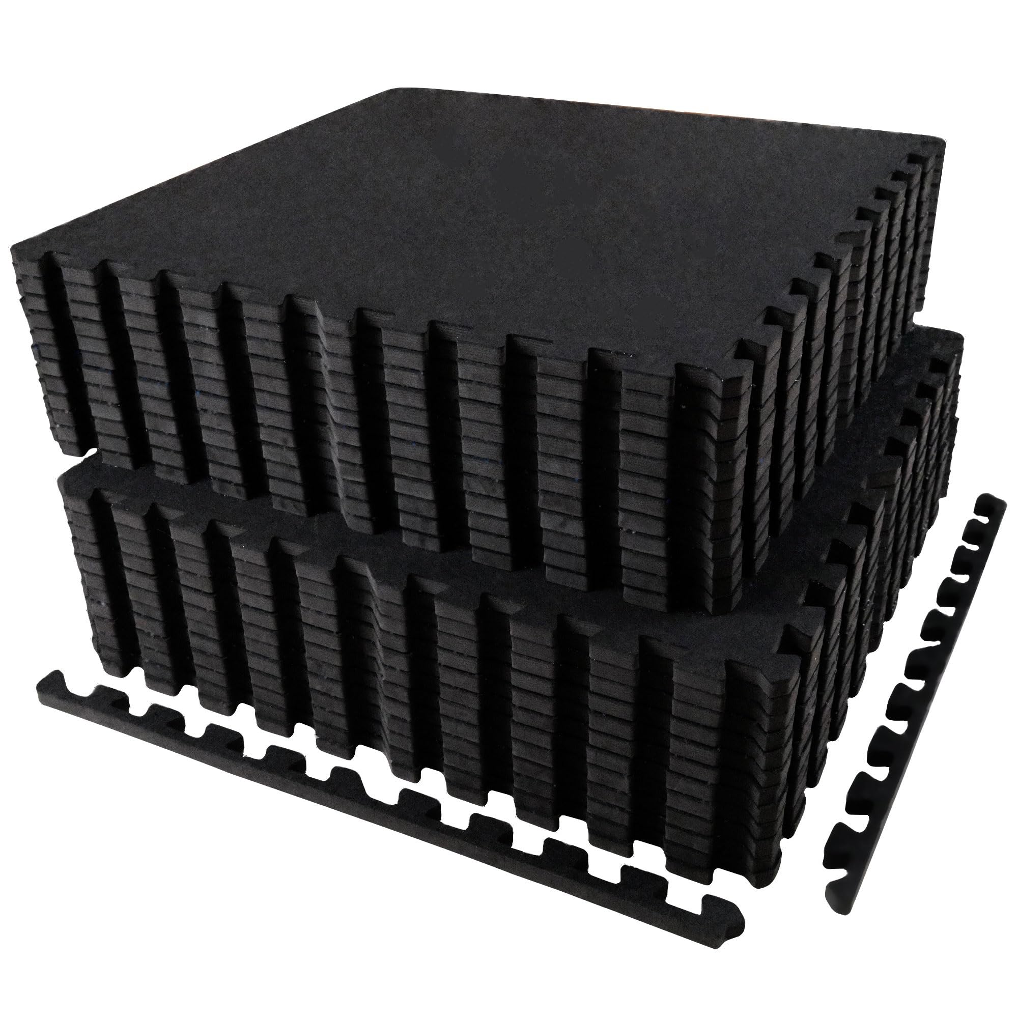 AIRHOP 0.56in Thick 24 Sq Ft Exercise Equipment Mats, 6 Tiles Upgraded Rubber Top with High Density EVA Foam, Large Interlocking Puzzle Gym Flooring for Home Gym, Heavy Weight Workout, 24 x 24in