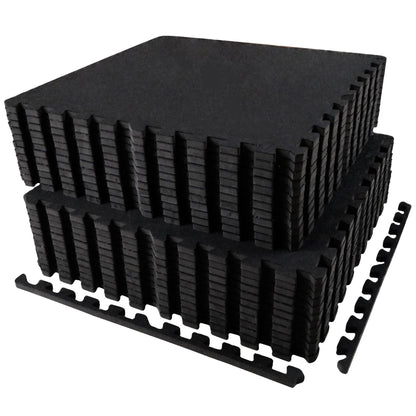 AIRHOP 0.56in Thick 24 Sq Ft Exercise Equipment Mats, 6 Tiles Upgraded Rubber Top with High Density EVA Foam, Large Interlocking Puzzle Gym Flooring for Home Gym, Heavy Weight Workout, 24 x 24in