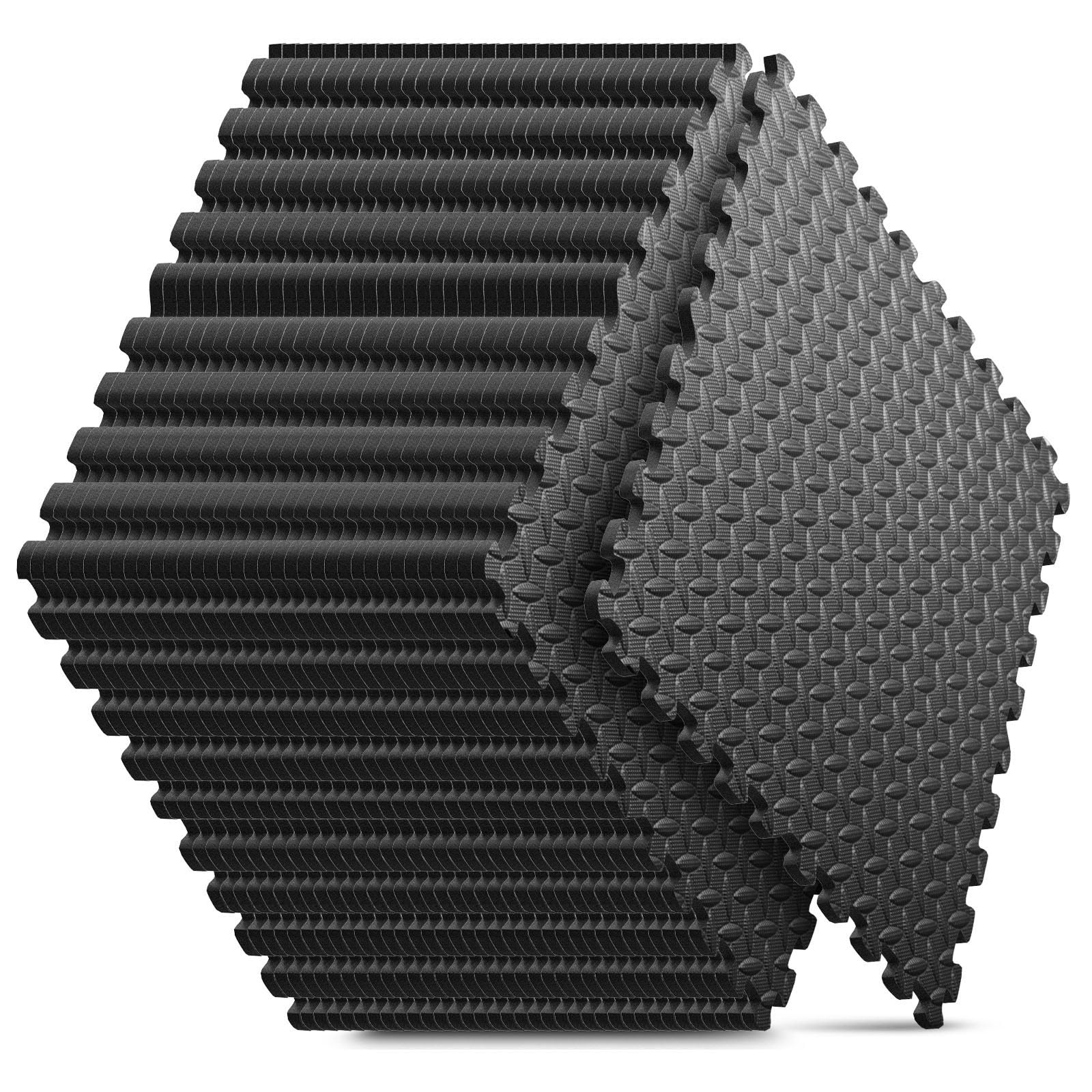 Home Gym Mat, Puzzle Exercise Mat, EVA Interlocking Foam Floor Tiles for Home Workout Equipment and Kids' Play Areas - Black, 24 in x 24 in x ½ in - 12 Tiles (Black, 12 Pack, 48 SQ FT)