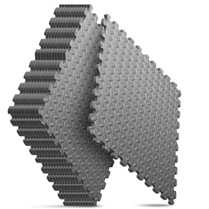 Home Gym Mat, Puzzle Exercise Mat, EVA Interlocking Foam Floor Tiles for Home Workout Equipment and Kids' Play Areas - Black, 24 in x 24 in x ½ in - 12 Tiles (Black, 12 Pack, 48 SQ FT)