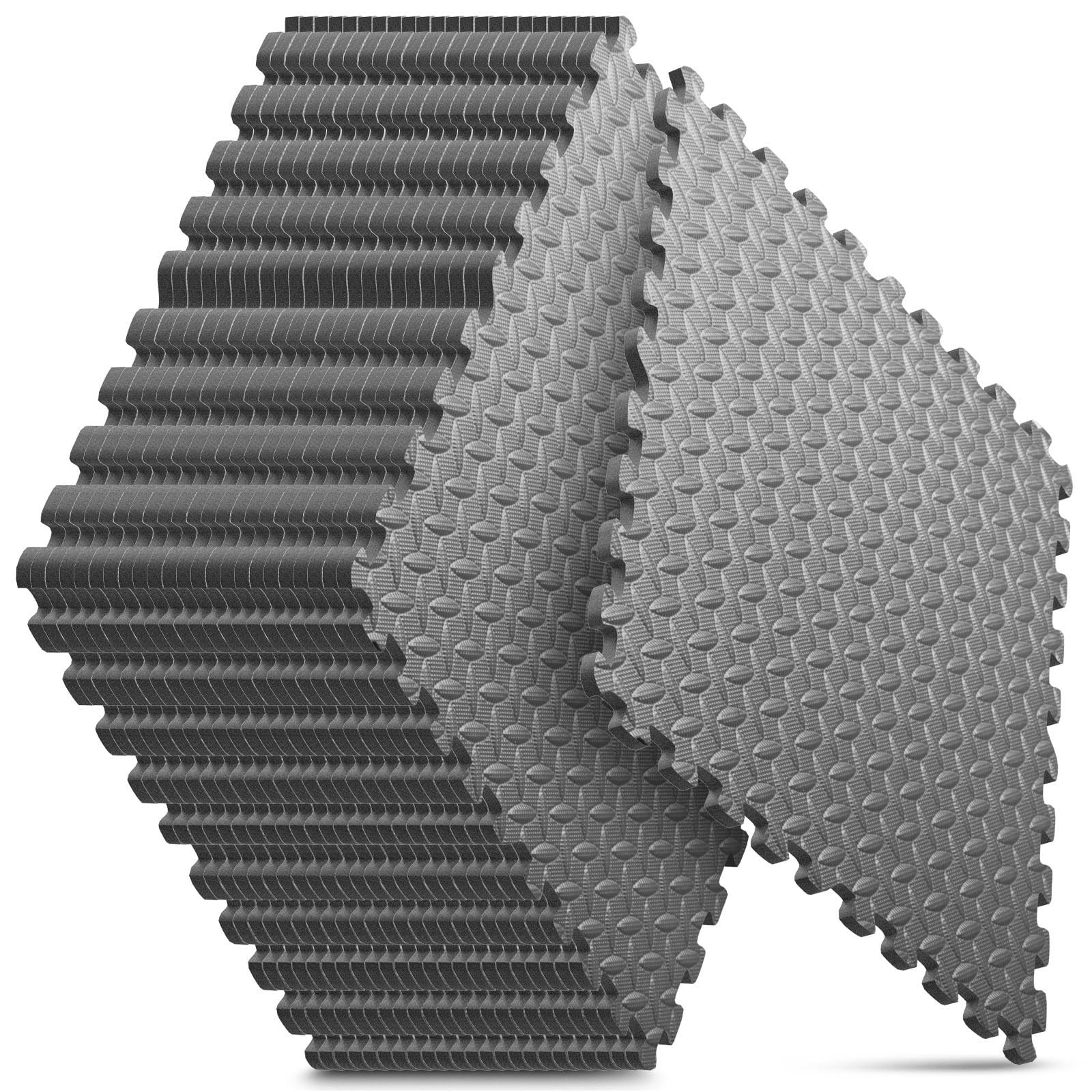 Home Gym Mat, Puzzle Exercise Mat, EVA Interlocking Foam Floor Tiles for Home Workout Equipment and Kids' Play Areas - Black, 24 in x 24 in x ½ in - 12 Tiles (Black, 12 Pack, 48 SQ FT)